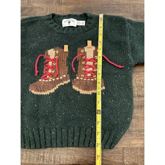 Vintage Kitestrings Wool Blend Sweater Hiking Boots Boys Size 4 - Picture 4 of 9